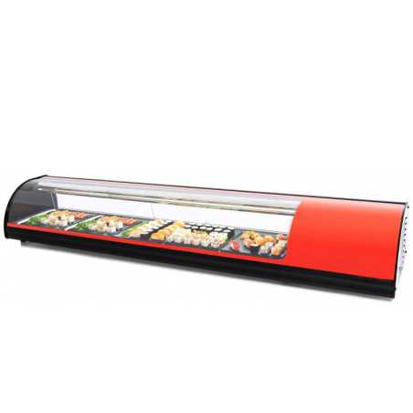 Curved surface refrigerated tapas display case 6 GN 1/3 trays for sushi